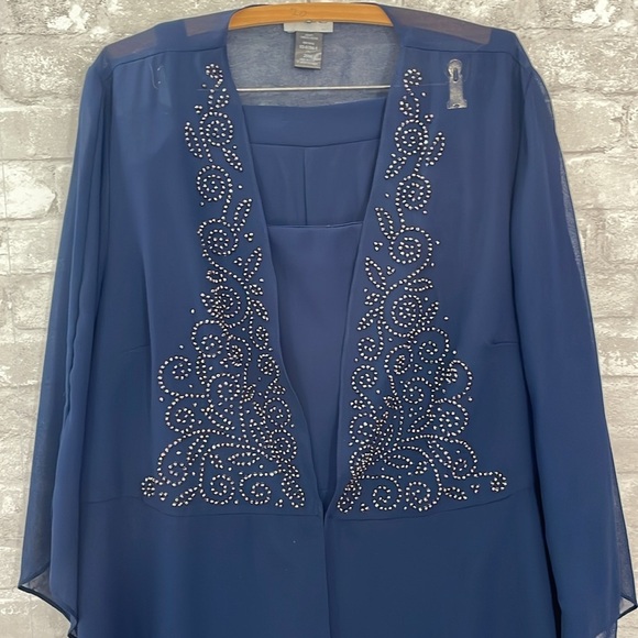 Catherines Navy Masquerade Beaded Pant Set - Picture 3 of 10